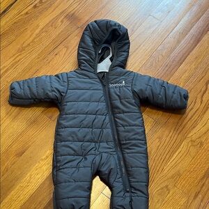 SnoNook Charcoal Quilted Kids Winter Footie Snowsuit